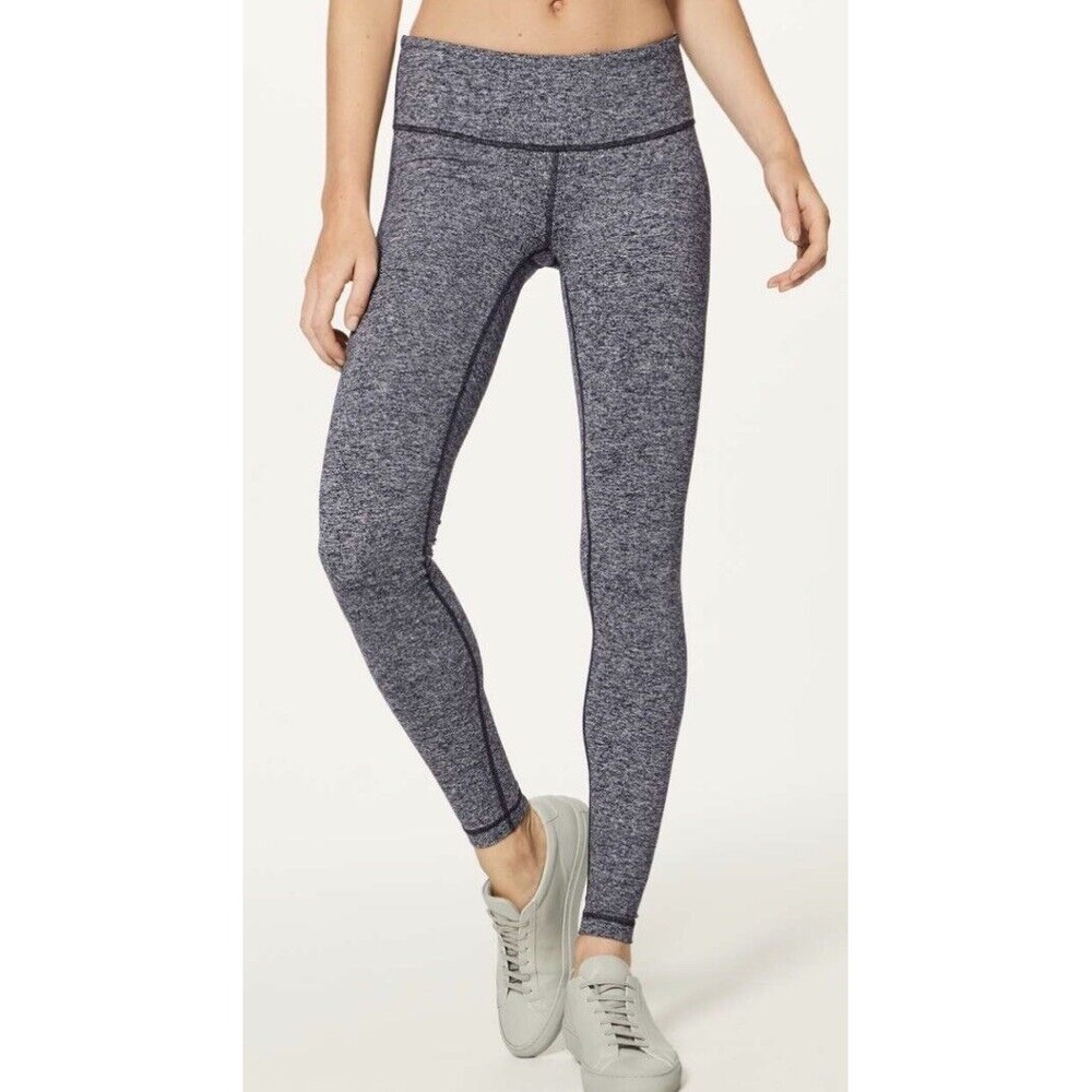 Lululemon Wunder Under Size 4 Low-Rise Tight 28" Heathered Black‎ Luon Leggings